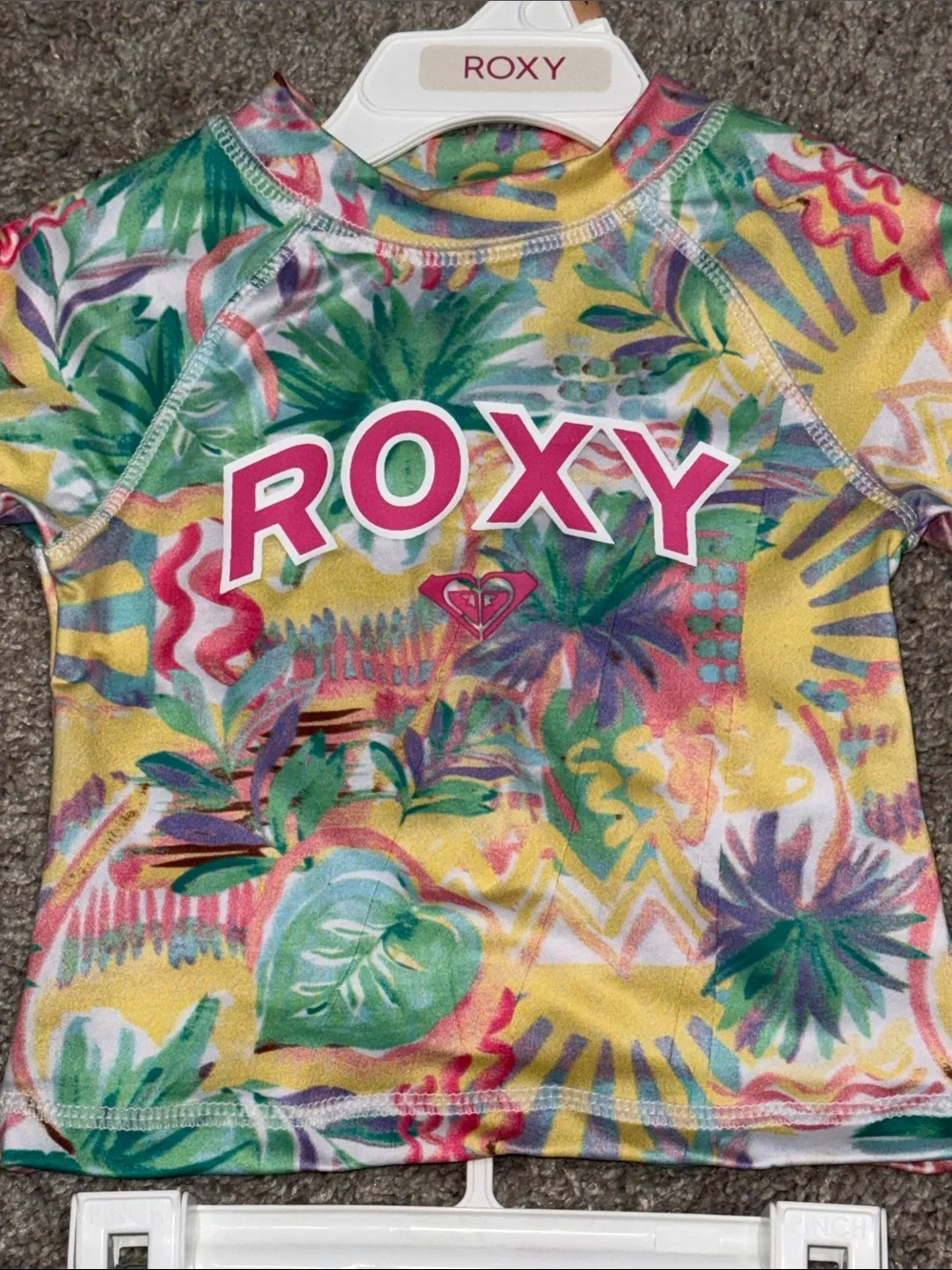 ROXY size 2T 2 piece set long sleeve swim top and bottoms floral tropical new